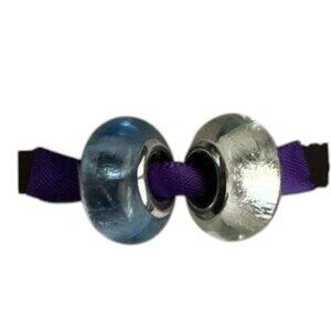 Pandora Style Glass and Stainless Set of Two Beads NEW